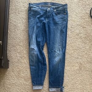 7 For All Mankind Josefina Skinny Boyfriend Jeans - Medium Blue Denim